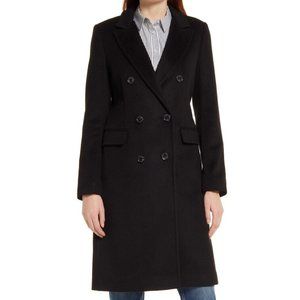 $400 Lauren Ralph Lauren Double Breasted Wool Blend Coat BLACK SIZE 2